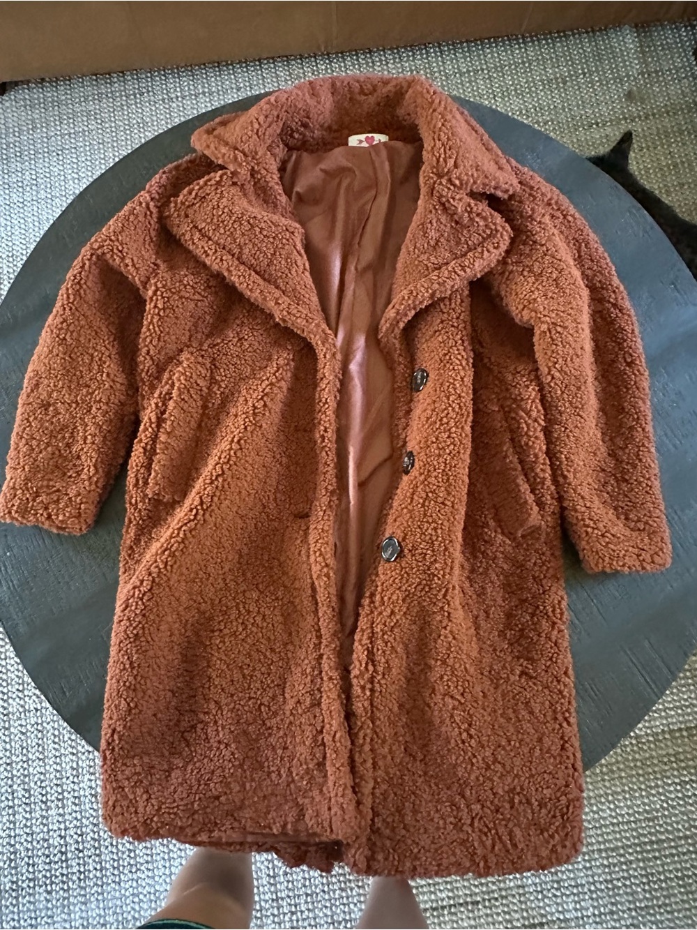 Buddy Love Rust Teddy Coat with Buttons